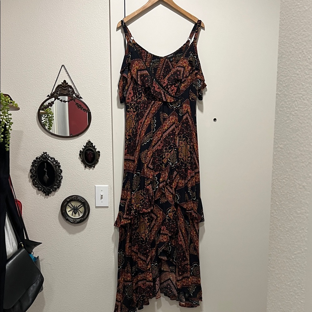 torrid Black Paisley-Print Ruffle Maxi Dress